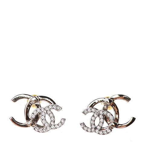 chanel double c earrings silver|authentic chanel cc logo earrings.